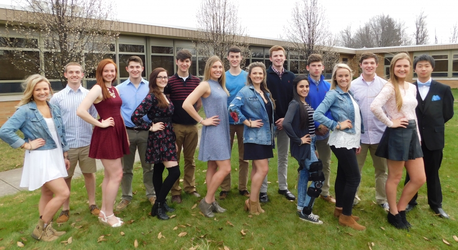 Members of the 2017 prom court in the Oak Hills High School courtyard